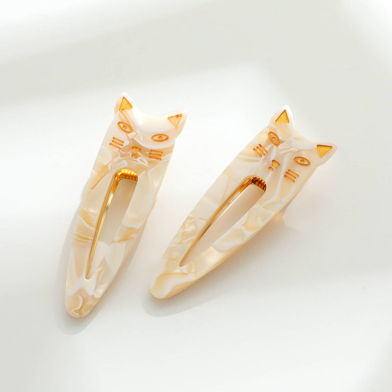 Elodie | Pointed Cat Face Barrette Hair Clip (Set of 2)