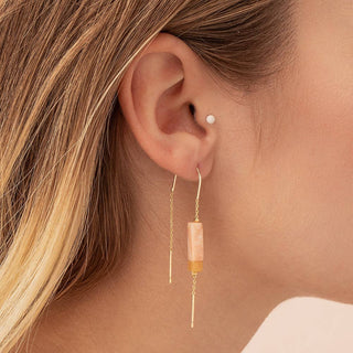 Scout Rectangle Stone Earring - Howlite/Black/Gold