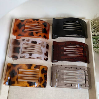 Elegant Rectangle Tortoiseshell & Solid Color Hair Clips