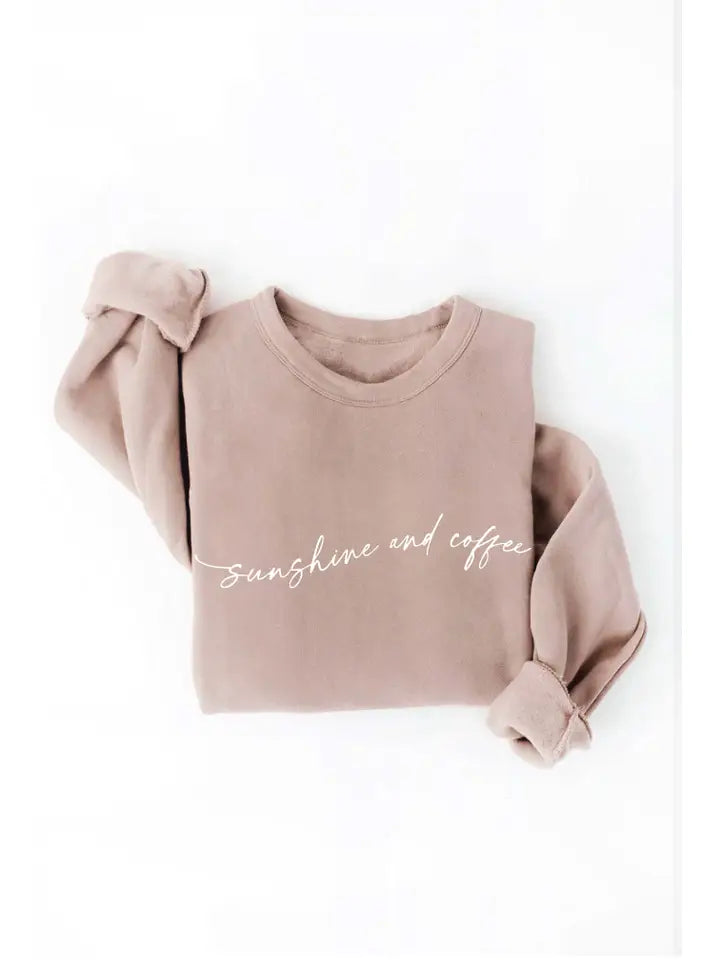 SUNSHINE AND COFFEE Graphic Sweatshirt - Tan