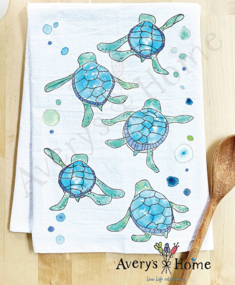 Baby Turtles Walking Cute Coastal Customizable Tea Towel