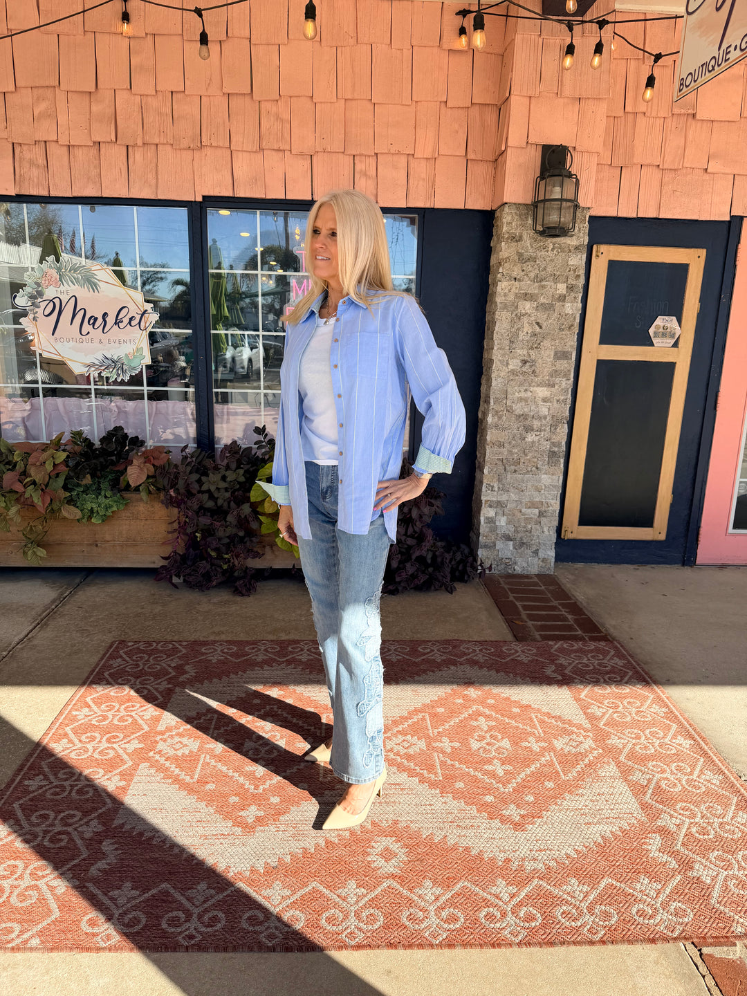 Tribal Sophia Curvy Flare w/ Denim Applique