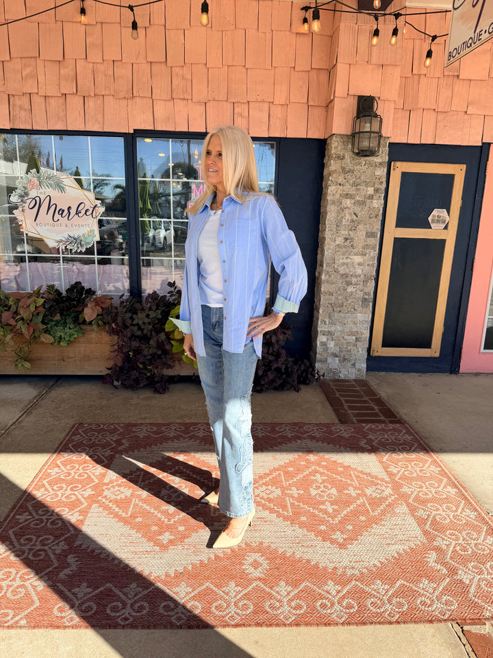 Tribal Sophia Curvy Flare w/ Denim Applique