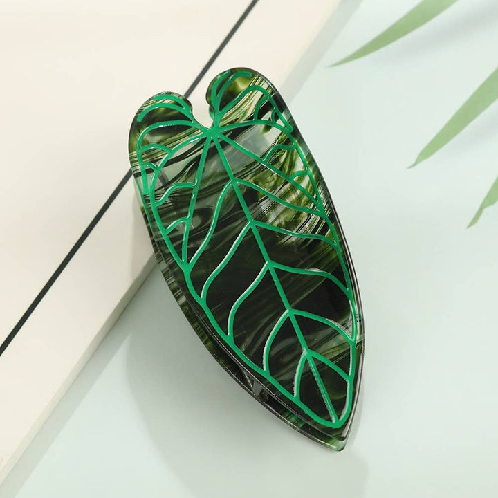 Tropical Leaf-Shape Botanical Acetate Hair Claw Clip