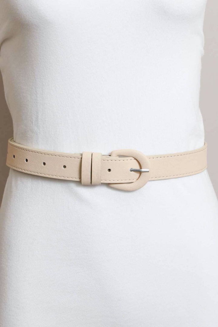 Classic Vegan Leather Belt - Stylish Round Buckle 🥋