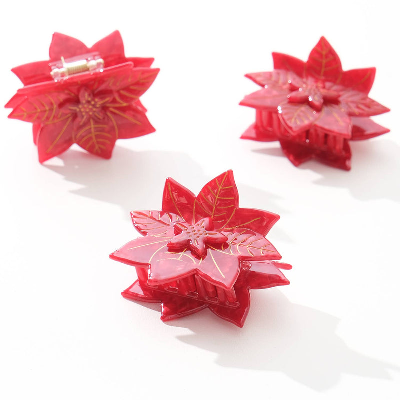 Red Poinsettia | Holiday Claw Clip