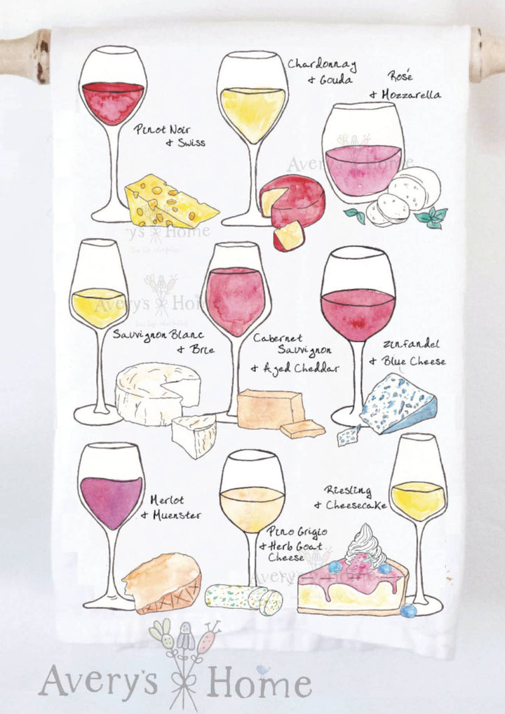 Wine &amp; Cheese Pairing for Food Lovers Kitchen Towel