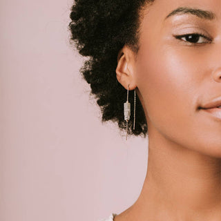 Scout Rectangle Stone Earring - Howlite/Black/Gold