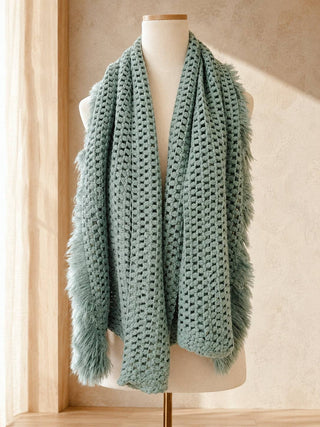 Artisanal Crochet-Look Cocoon Cardigan with Fringe Trim