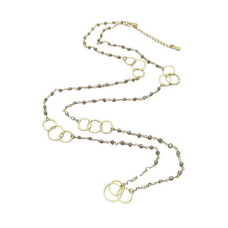 Peace and Love Gold Hoops Long Necklace