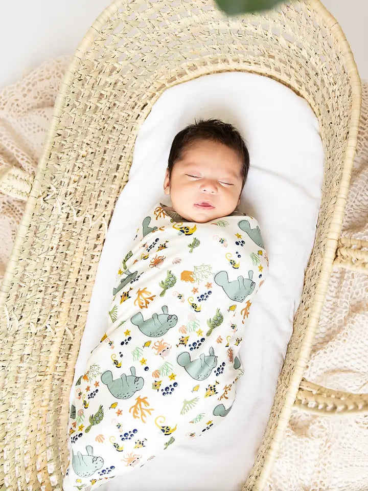 Emerson &amp; Friends Manatee Bamboo Baby Blanket Baby Gift Swaddle Blanket BL-203