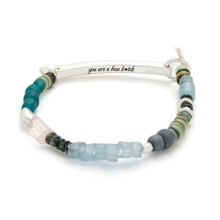 Scout Hidden Message Bracelet - Boss B♥tch/Rose Quartz/Silver