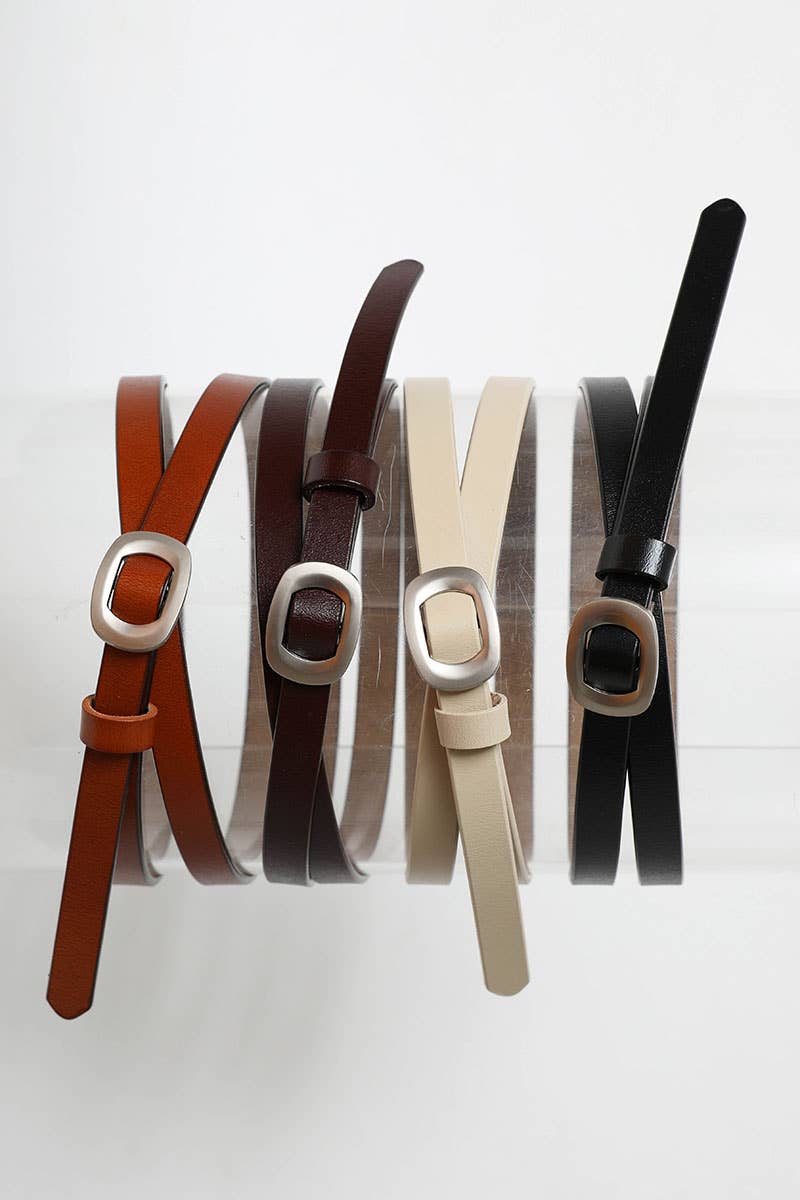 Thin Contemporary Leather Waist Belt–Modern & Chic