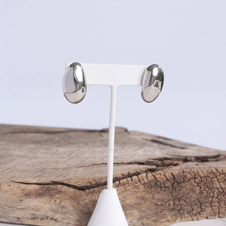 Organic Raw Oval Earrings - Gold &amp; Silver Tone