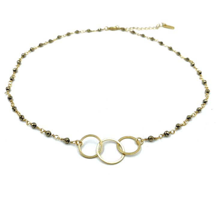 Erin Gray 3 Hoops on Pyrite Short Necklace