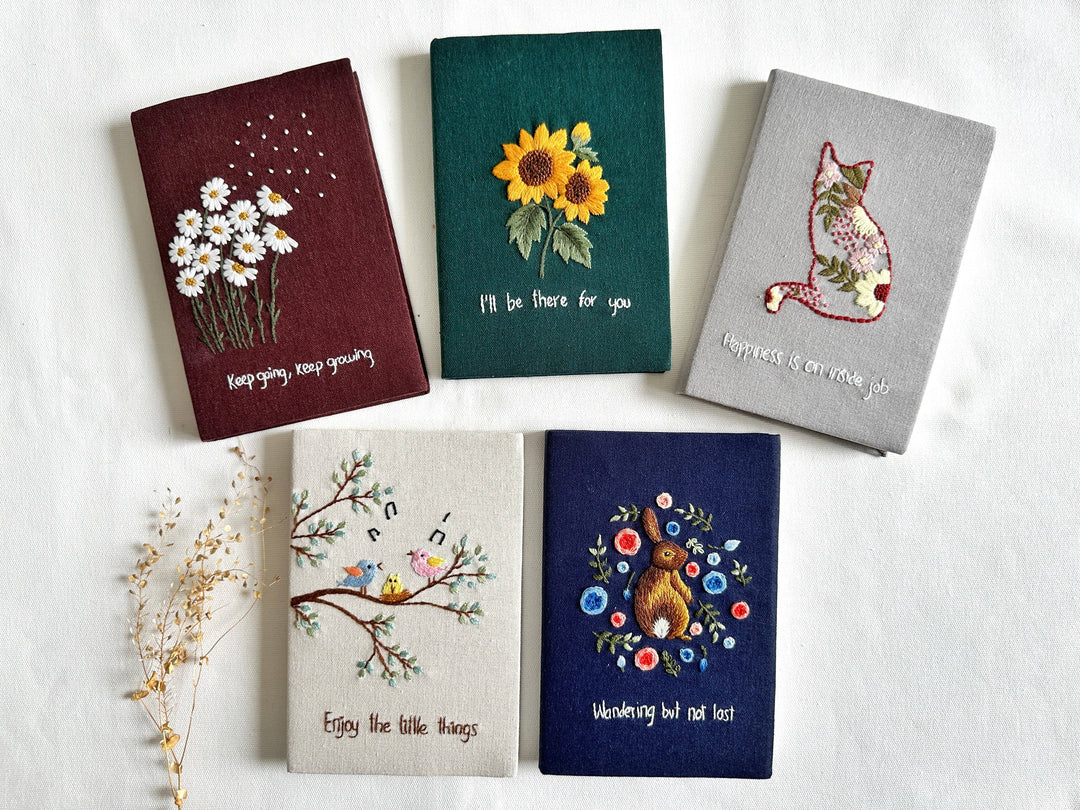 Handmade Journal with Cute Embroidery &amp; Inspirational Quote, Collection Rory ✅