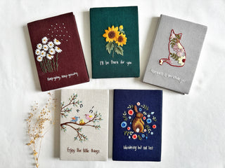 Handmade Journal with Cute Embroidery & Inspirational Quote, Collection Rory ✅
