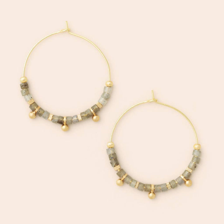Scout Stone Disc Hoop Earring - Labradorite/Gold