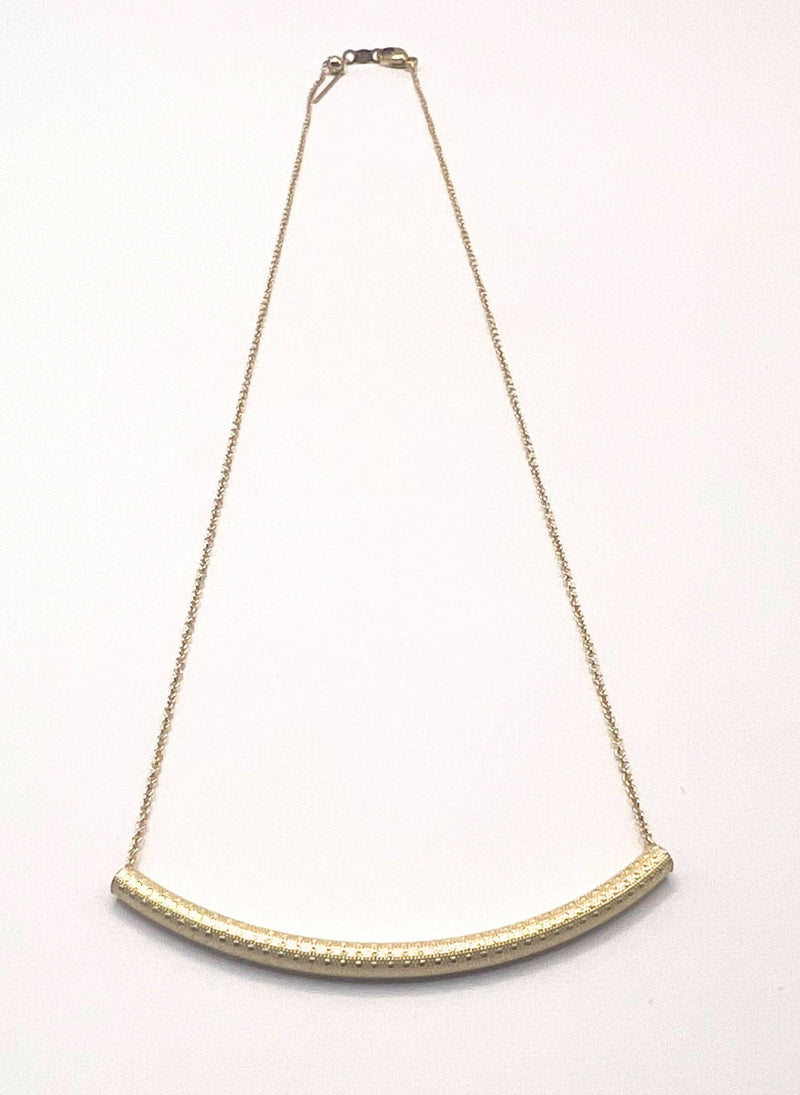 Threader Necklace with Patterned Curved Bar