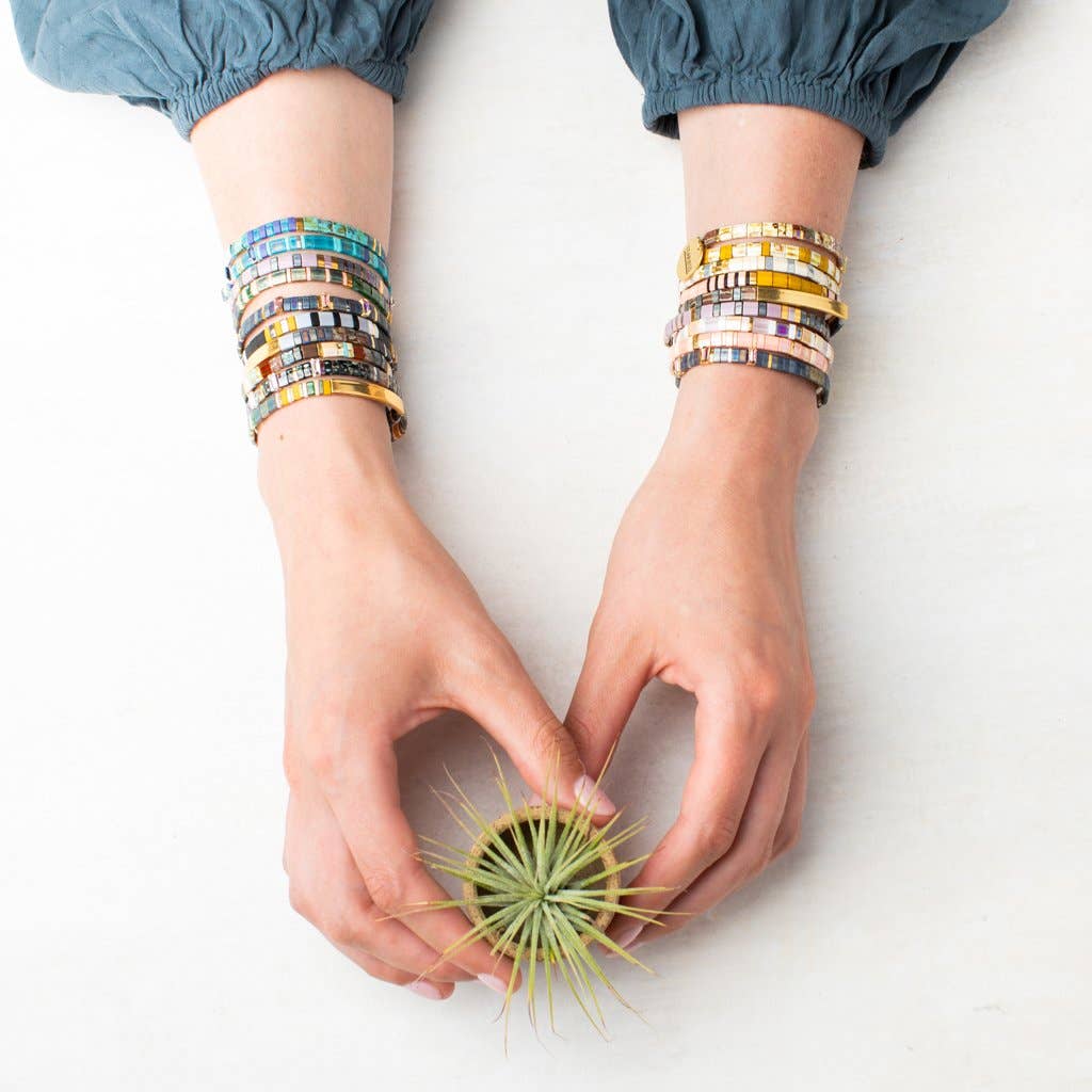 Good Karma Miyuki Bracelet | Sparkle &amp; Shine - Topaz/Gold