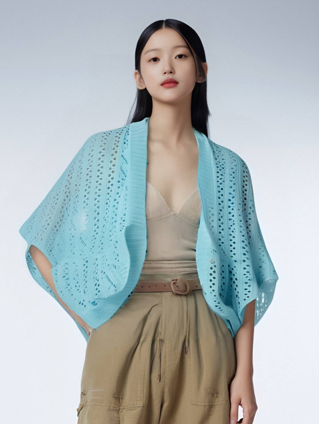 Two-Way Hollow Out Open-Front Sweater/Scarf
