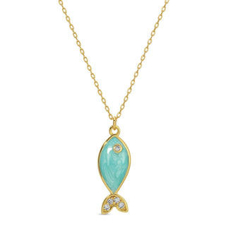 Splendid Iris Fish Pendant Necklace