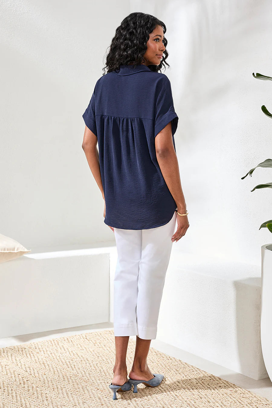 Tribal Airflow Relaxed Dolman Button-Down Shirt Nautical