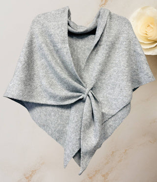 Cashmere-Blend Knit Triangle Shawl with Cross-Front Design