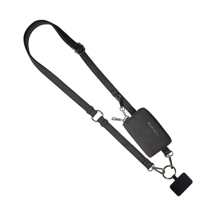 Clip &amp; Go Brushed Vegan Leather Phone Lanyard - Rfid Pouch