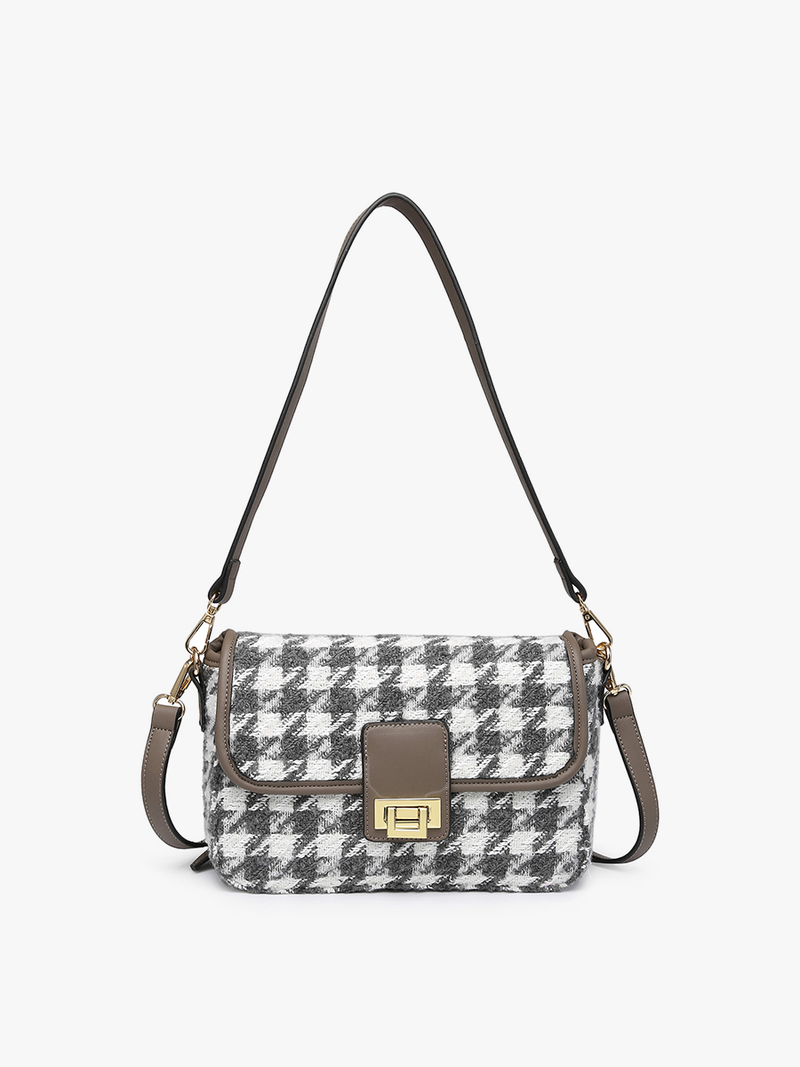 Elodie Houndstooth Gold Accent Crossbody