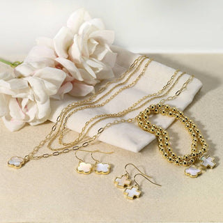 Splendid Iris Quatrefoil Drop Earrings
