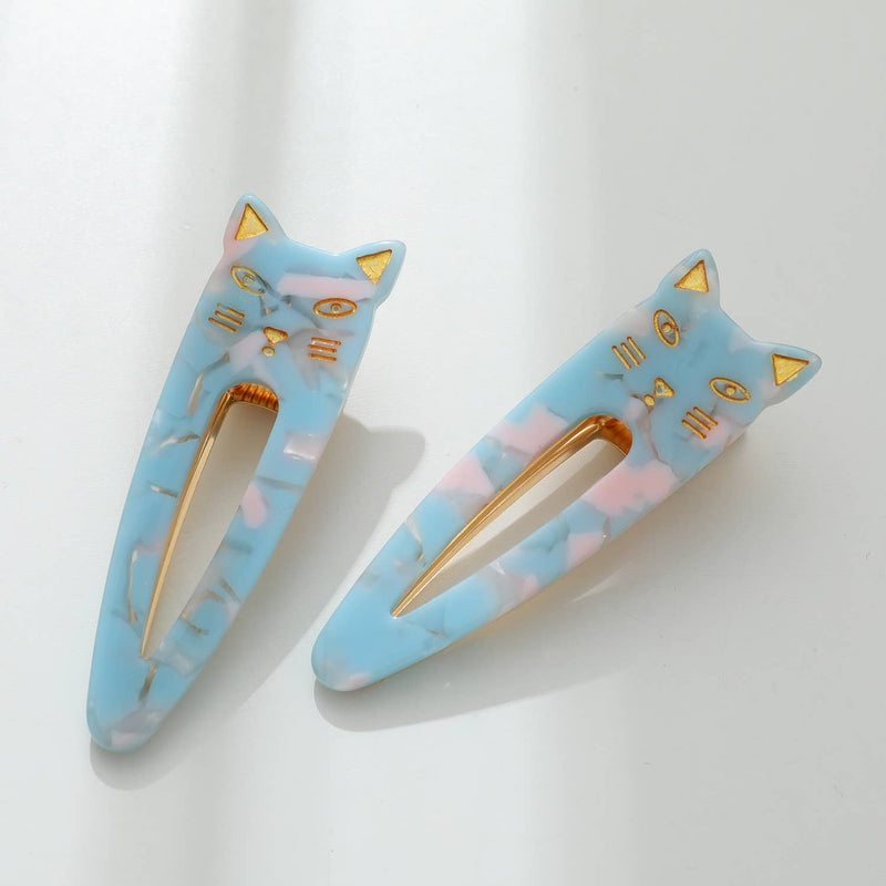 Elodie | Pointed Cat Face Barrette Hair Clip (Set of 2)