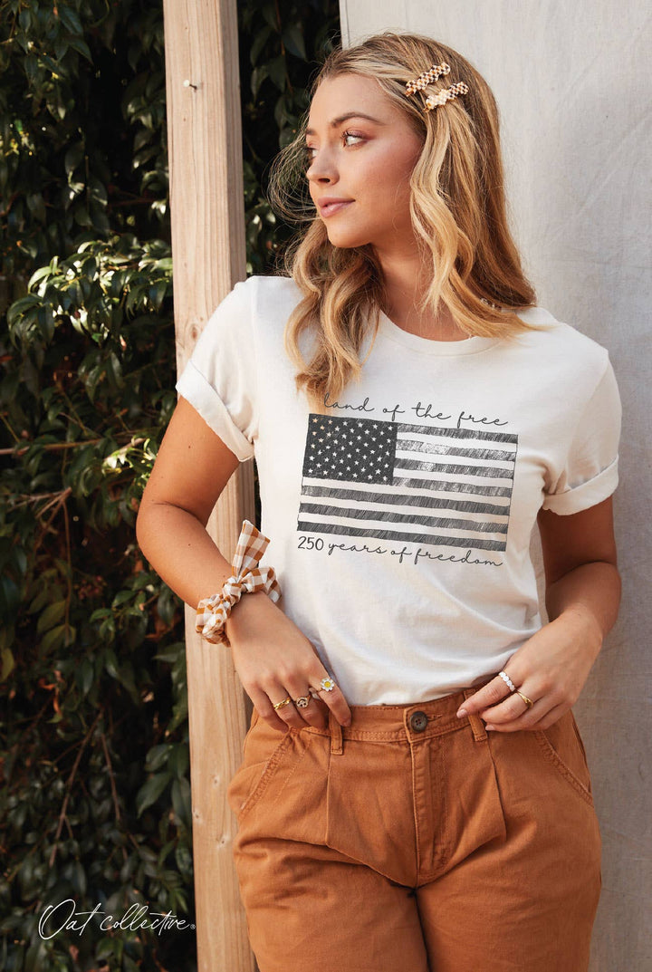 Land of the Free 250th  Graphic T-shirt Heather Red