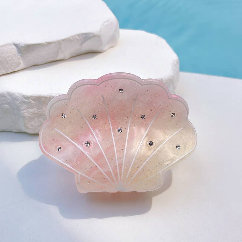 Sparkly Shell-Shaped Hair Claw, Beach Claw Clip