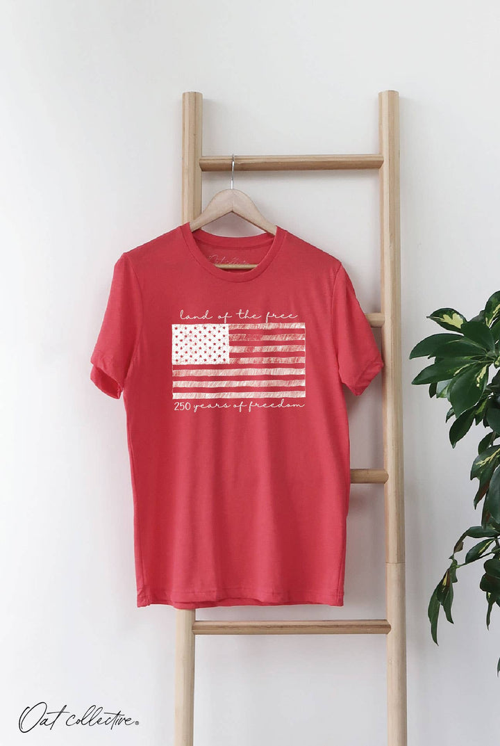 Land of the Free 250th  Graphic T-shirt Heather Red