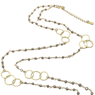 Peace and Love Gold Hoops Long Necklace