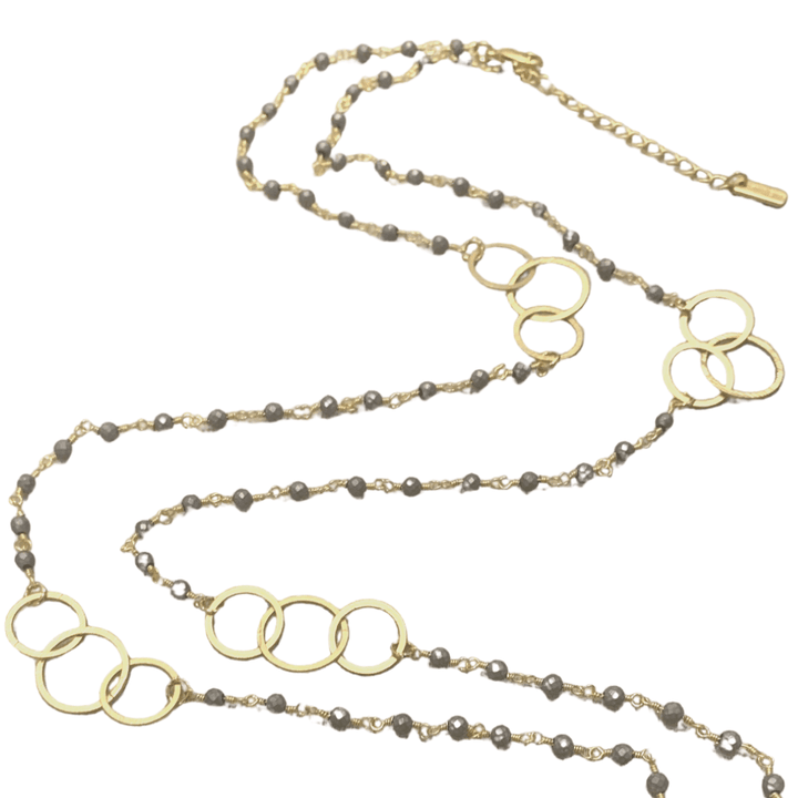 Peace and Love Gold Hoops Long Necklace