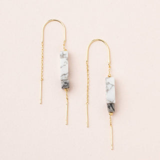 Scout Rectangle Stone Earring - Howlite/Black/Gold