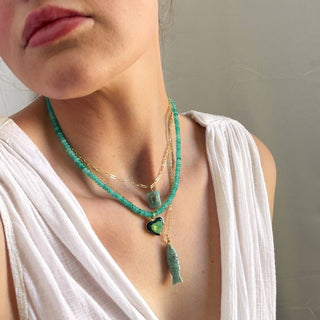 Handmade Mint Gemstone Heart Necklace