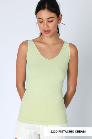NIKIBIKI Women Seamless Reversible Classic Tank Top One Size - Pistachio Cream