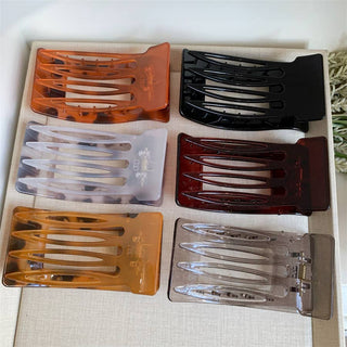Elegant Rectangle Tortoiseshell & Solid Color Hair Clips