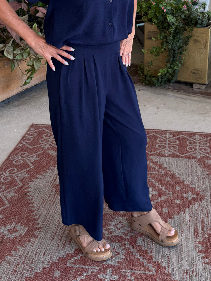 Tribal Airflow Pleated Pants With Elastic Waistband Nautical