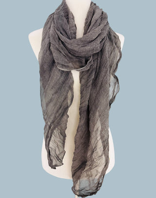 Vintage Stonewashed-Dye Solid Color Crinkled Scarf