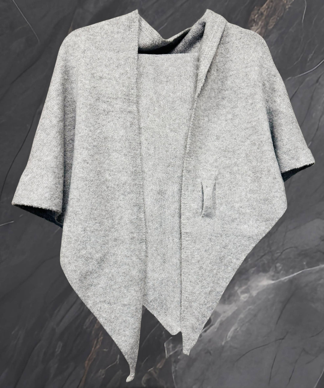 Cashmere-Blend Knit Triangle Shawl with Cross-Front Design
