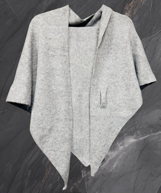 Cashmere-Blend Knit Triangle Shawl with Cross-Front Design