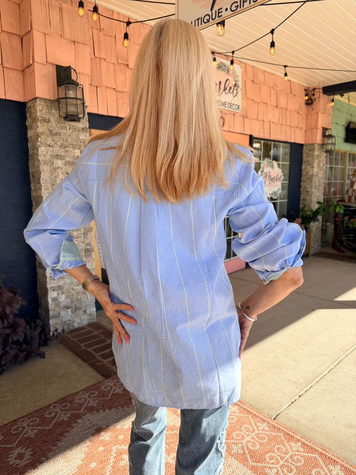 Tribal Long Sleeve Button Front Shirt Chambray