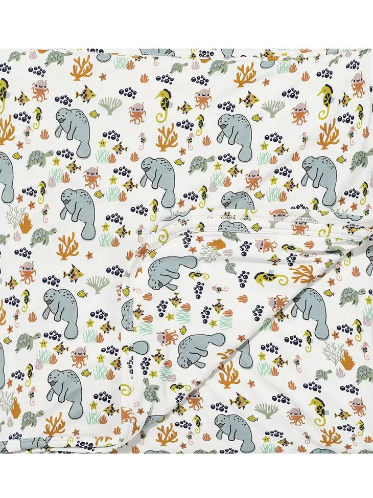 Emerson &amp; Friends Manatee Bamboo Baby Blanket Baby Gift Swaddle Blanket BL-203
