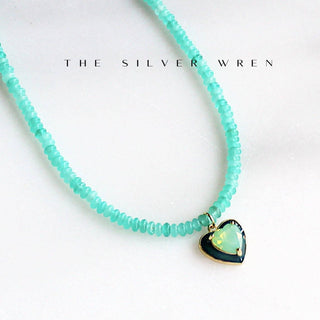 Handmade Mint Gemstone Heart Necklace