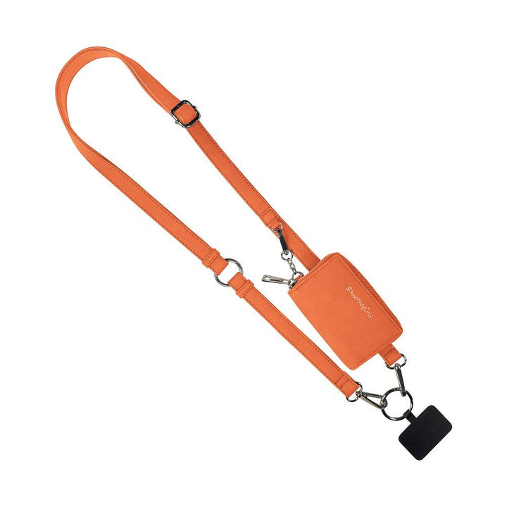 Clip &amp; Go Brushed Vegan Leather Phone Lanyard - Rfid Pouch