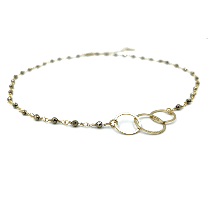 Erin Gray 3 Hoops on Pyrite Short Necklace